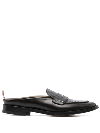 Thom Browne Varsity Slip-on Penny Loafers In Black