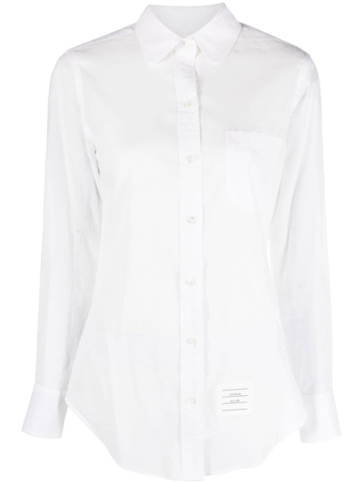 THOM BROWNE ROUNDED-COLLAR COTTON SHIRT