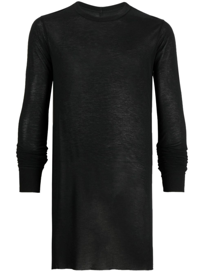 Rick Owens Long-sleeved Marl-knit T-shirt In Black