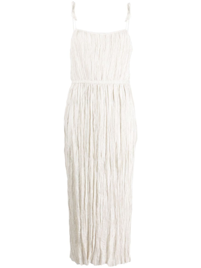 Ulla Johnson Ruched Tie-strap Maxi Dress In Neutrals