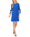 Cece Women's Tie Cuff 3/4-sleeve Crew Neck Shift Dress In Deep Royal Blue