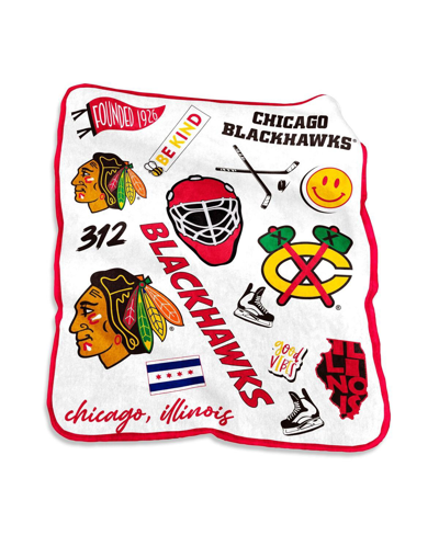 Logo Brands Chicago Blackhawks 50'' X 60'' Native Raschel Plush Throw Blanket In Multi
