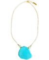 MINU JEWELS GOLD-TONE TURQUOISE & AMAZONITE 16" PENDANT NECKLACE