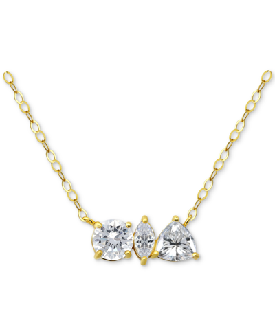 Giani Bernini Cubic Zirconia Multi-cut Pendant Necklace In 18k Gold-plated Sterling Silver, 16" + 2" Extender, Cre