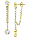 GIANI BERNINI CUBIC ZIRCONIA BEZEL CHAIN FRONT TO BACK DROP EARRINGS IN 18K GOLD-PLATED STERLING SILVER, CREATED F