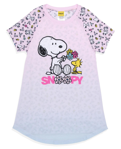 Peanuts Girls' Snoopy Woodstock Flowers Friends Kids Pajama Nightgown ...