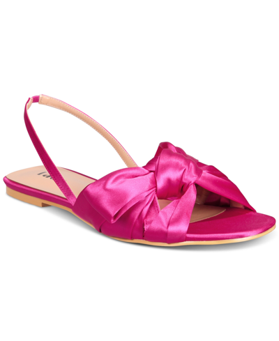 Vaila Shoes Women's Lila Puffy Knot Crisscross Slingback Flat Sandals-extended Sizes 9-14 In Fuchsia