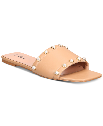 Vaila Shoes Women's Dana Embellished Slip-on Slide Flat Sandals-extended Sizes 9-14
