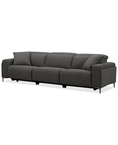 Furniture Adney 121" 3 Pc Zero Gravity Fabric Sectional With 3 Power Recliners, Created For Macy's In Metal