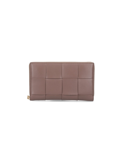 Bottega Veneta "cassette" Zip Wallet In Taupe