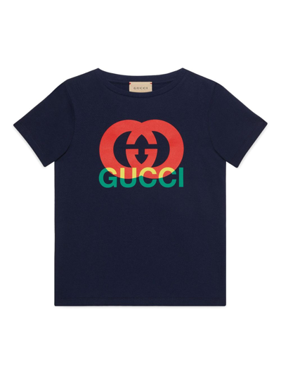 Gucci Kids' Cotton Jersey T-shirt In Blue