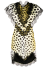 Attico Jace Cheetah-print Lace-trim Cutout Mini Dress In Multi