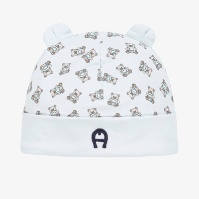 Aigner Baby Boys Blue Pima Cotton Bear Logo Hat