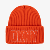 DKNY DKNY ORANGE EMBROIDERED KNITTED BEANIE