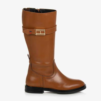 Tommy Hilfiger Kids' Girls Brown Leather Boots