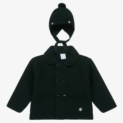 Artesania Granlei Green Knitted Baby Coat & Hat Set