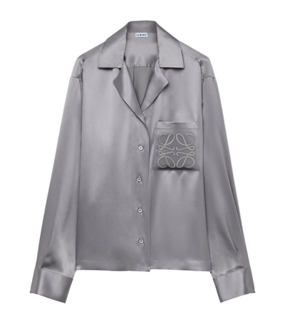 Loewe Silk Anagram Pyjama Shirt In Grey