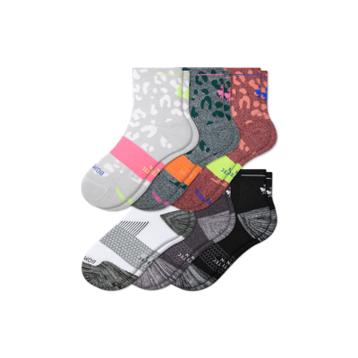 Bombas Running Quarter Sock 6-pack In Rose Black Mix