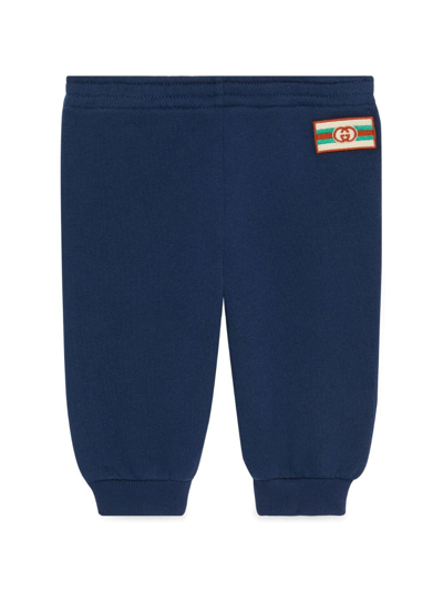 Gucci Babies' Logo-patch Cotton Track Trousers In Blue