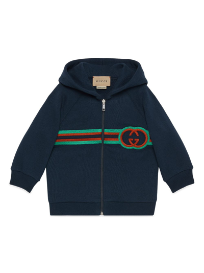 Gucci Babies' Interlocking G Embroidered Sweatshirt In Blue