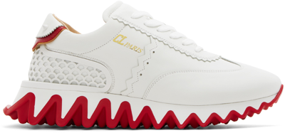 Christian Louboutin Men's Loubishark Flat Red Sole Runner Sneakers In White