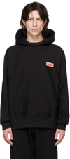 Kenzo Black Hoodie With Logo Print At The Front And Back In Stretch Cotton Man In 99j - Black