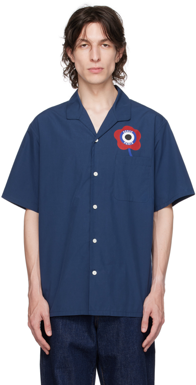Kenzo Blue Target Print Poplin Shirt
