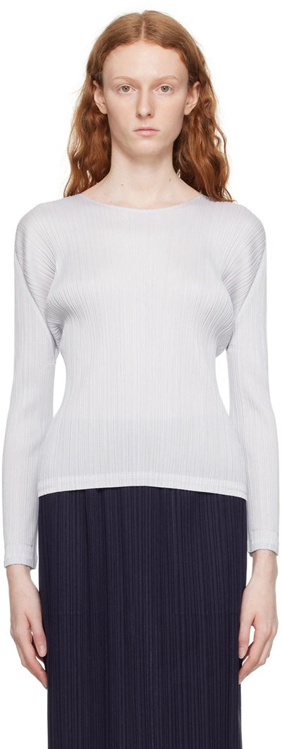 Issey Miyake Monthly Colours January Pleated Top In Grey