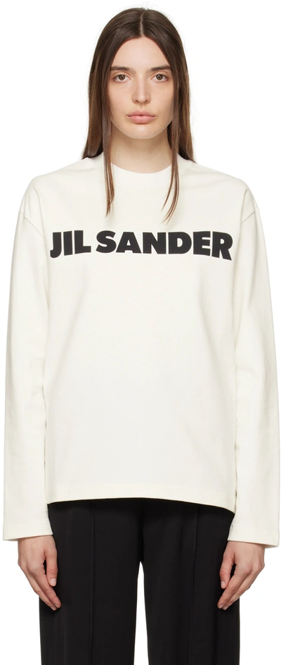 Jil Sander Logo Print Long Sleeve T-shirt In White