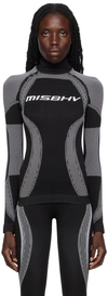 Misbhv Logo-print Mock Neck Performance Top In Black/white