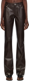 MISBHV BROWN STRAIGHT FIT FAUX-LEATHER TROUSERS