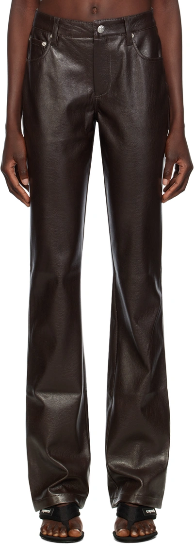 Misbhv Brown Straight Fit Faux-leather Trousers