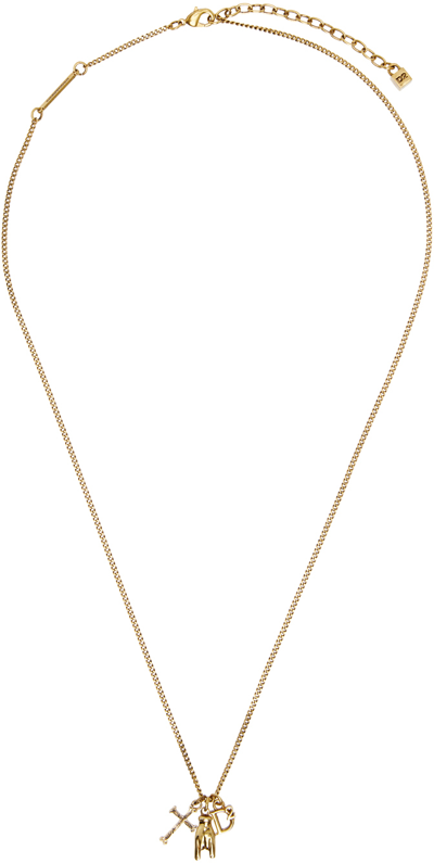 Dsquared2 Charm-details Cable-chain Necklace In Gold