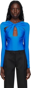 Coperni Cutout Stretch Jersey Bodysuit In Electric Blue