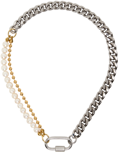 In Gold We Trust Paris Silver Curb Chain Necklace In Silver & Gold