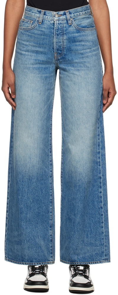Amiri Blue Wide Jeans In Classic Mid Indigo