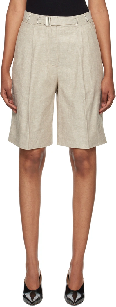 Remain Birger Christensen Beige Belted Shorts In 16-1109 Greige Comb