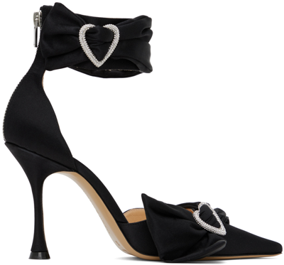 Mach & Mach Black Crystal Heart 100 Heels