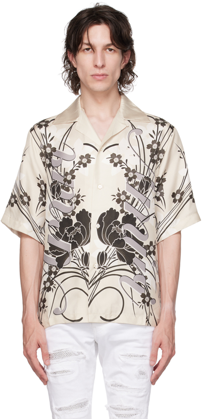 Amiri Floral-print Silk Shirt In Grey
