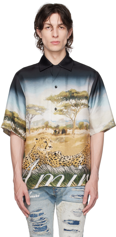 Amiri Cheetah-print Silk Bowling Shirt In Multi-colour
