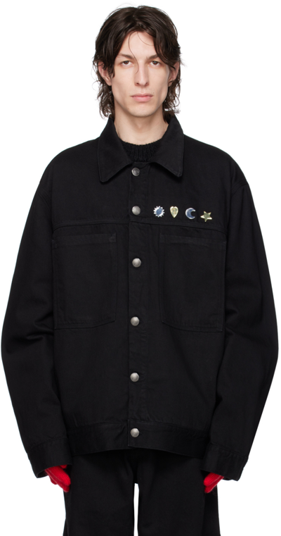 Charles Jeffrey Loverboy Black Hardware Denim Jacket In Black Black