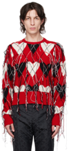 CHARLES JEFFREY LOVERBOY RED GUDDLE SWEATER