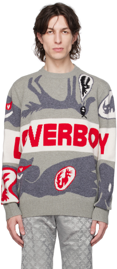 Charles Jeffrey Loverboy Loverboy Logo Sweater In Grey