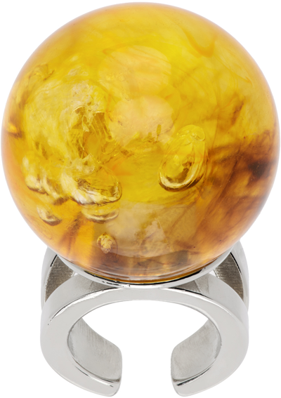 Jean Paul Gaultier Silver & Yellow La Manso Edition 'the Smoke Ball' Ring In Caramel And Transpar