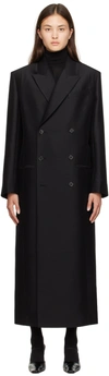 The Row Catena Oversized Double-breasted Wool And Silk-blend Cady Coat In Black