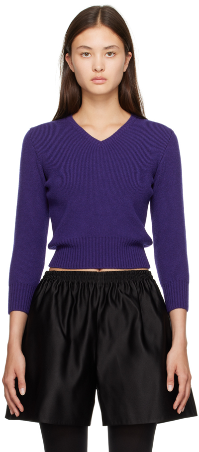 The Row Cael Cashmere Blend Knit Top In Purple