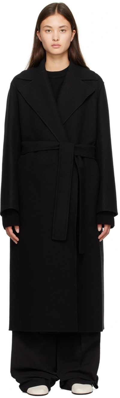 The Row Essentials Malika Belted Wool-blend Felt Coat In Black