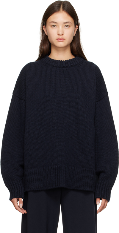 The Row Wool And Cashmere Crew Neck Top In Black
