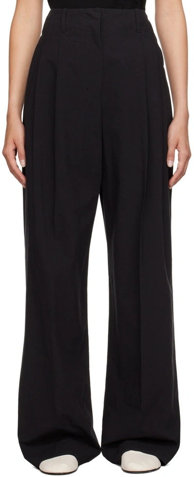 The Row Gaugin High-rise Wide Leg Cotton Trousers In Black