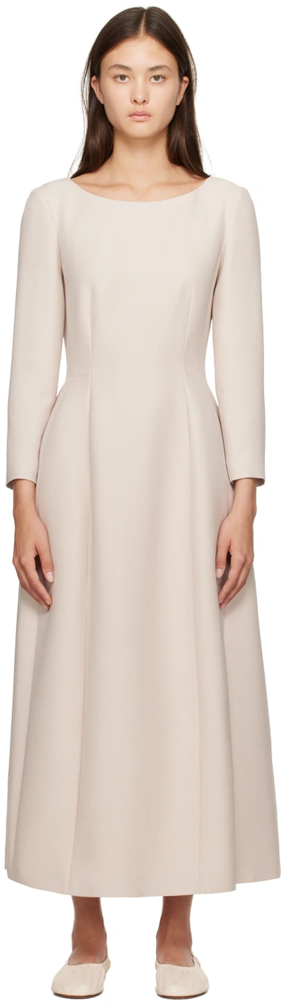 The Row Lilibet Wool And Silk-blend Crepe Midi Dress In Ivory